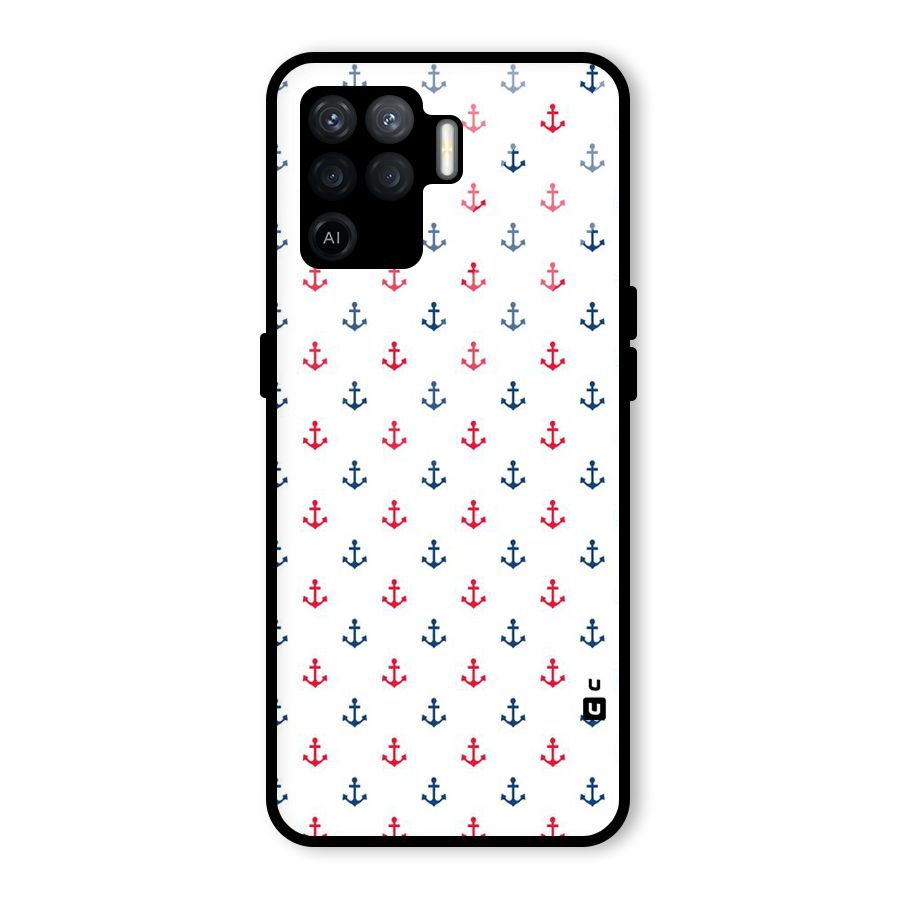 Minimal Anchor Pattern Glass Back Case for Oppo F19 Pro