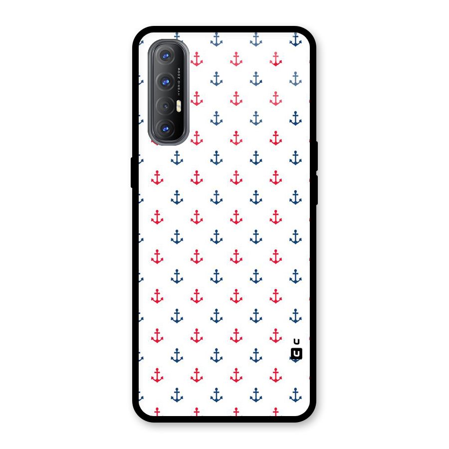 Minimal Anchor Pattern Glass Back Case for Oppo Reno3 Pro