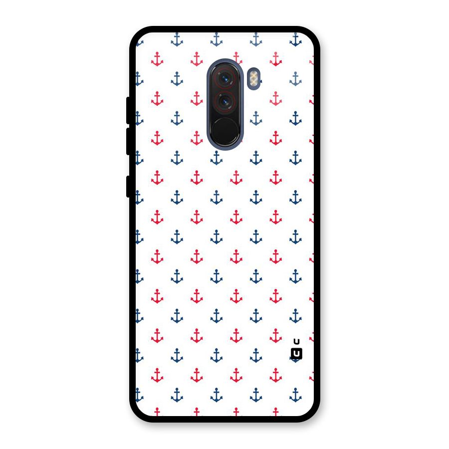 Minimal Anchor Pattern Glass Back Case for Poco F1