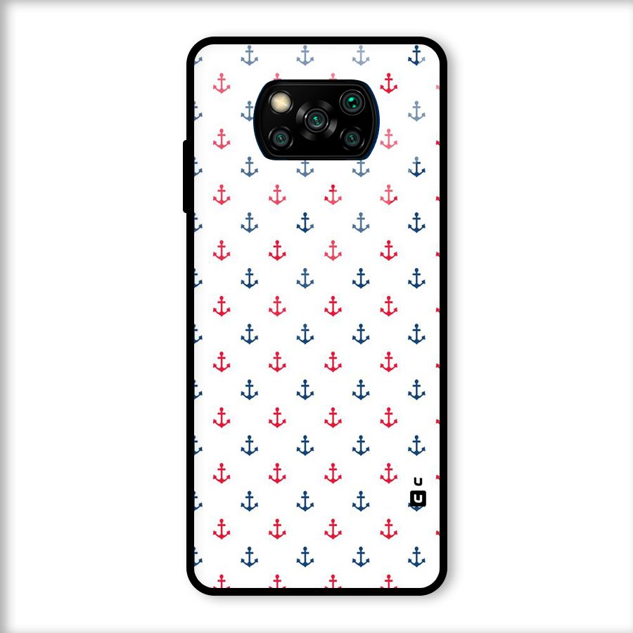 Minimal Anchor Pattern Glass Back Case for Poco X3