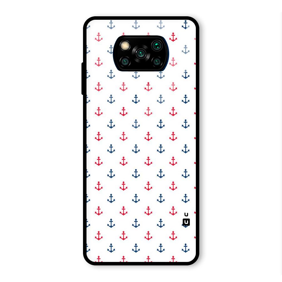Minimal Anchor Pattern Glass Back Case for Poco X3 Pro