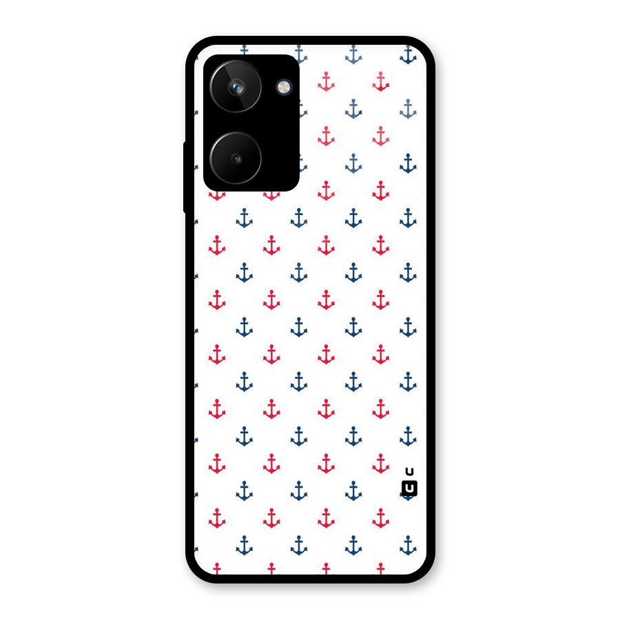 Minimal Anchor Pattern Glass Back Case for Realme 10