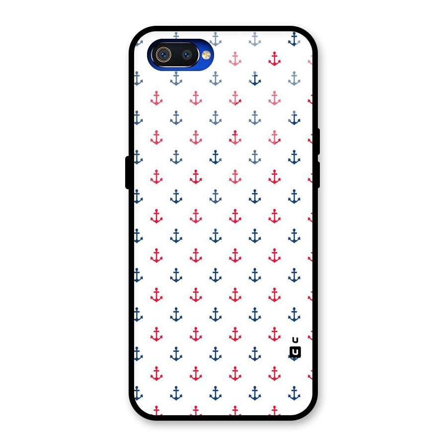 Minimal Anchor Pattern Glass Back Case for Realme C2