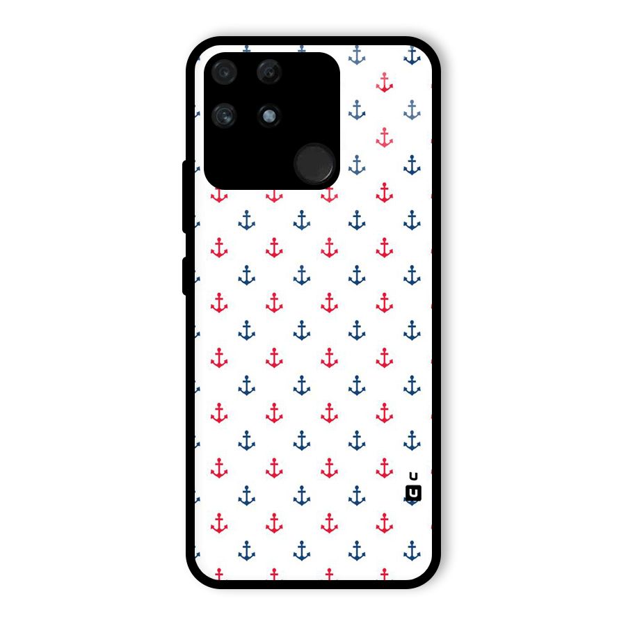 Minimal Anchor Pattern Glass Back Case for Realme Narzo 50A