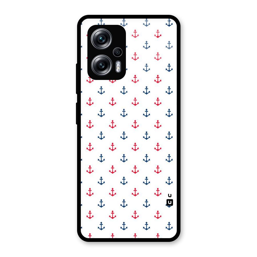 Minimal Anchor Pattern Glass Back Case for Redmi K50i