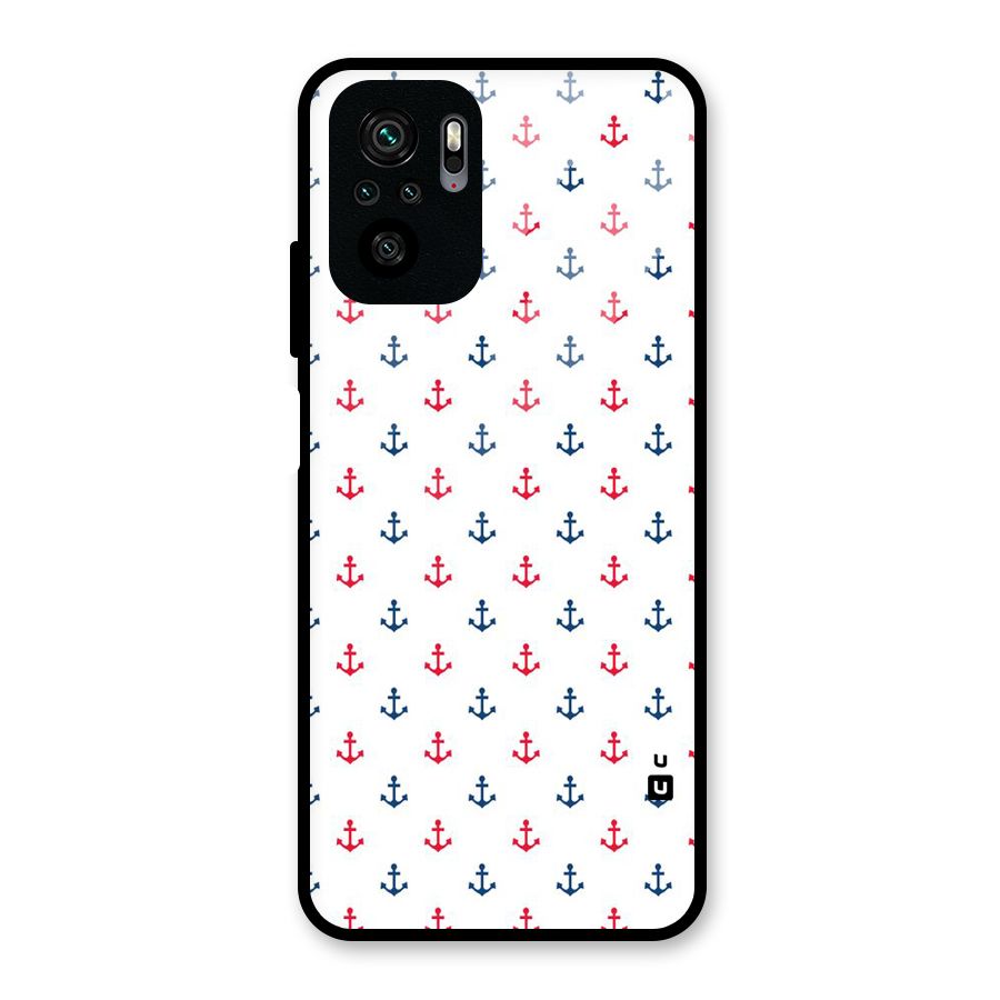 Minimal Anchor Pattern Glass Back Case for Redmi Note 10S
