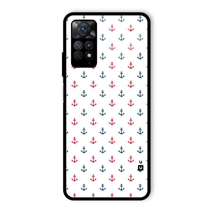 Minimal Anchor Pattern Glass Back Case for Redmi Note 11 Pro