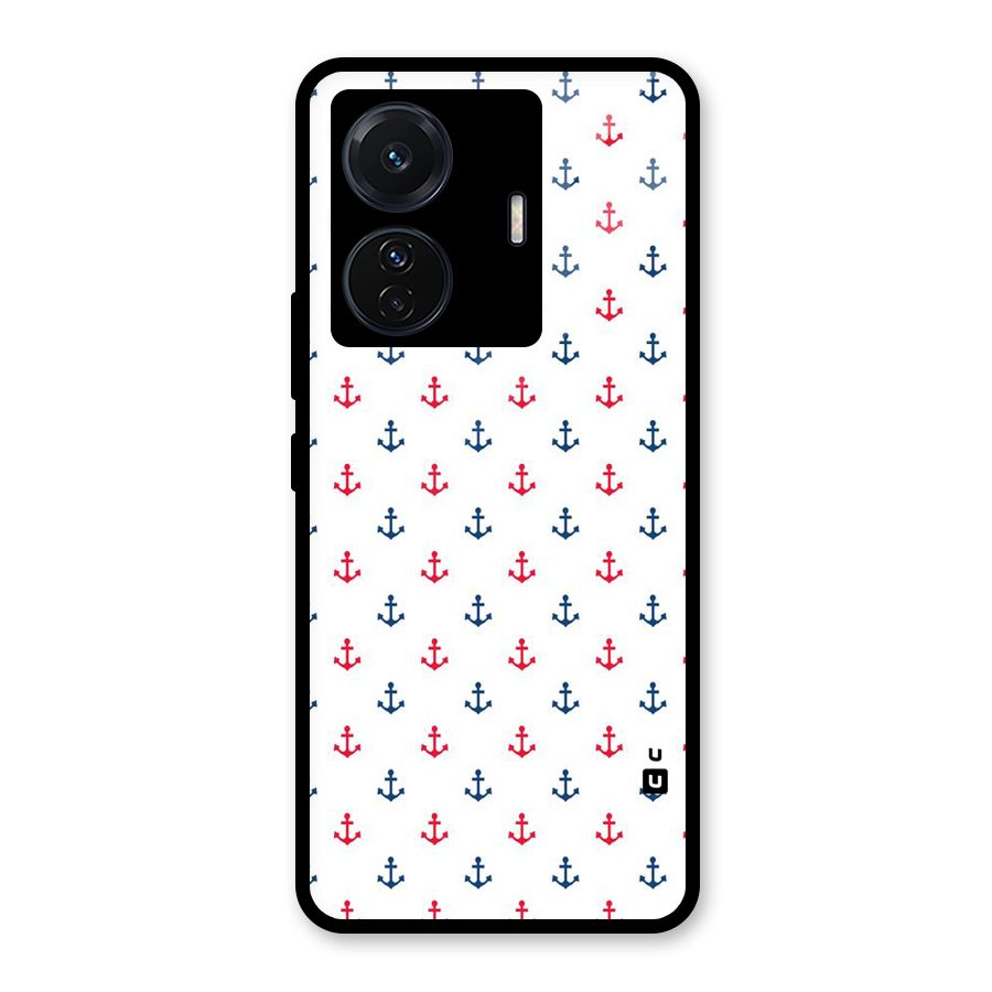 Minimal Anchor Pattern Glass Back Case for Vivo T1 Pro
