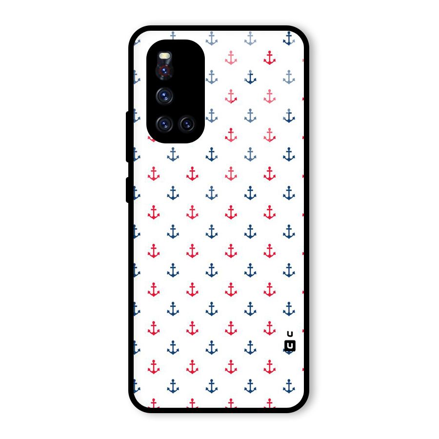 Minimal Anchor Pattern Glass Back Case for Vivo V19