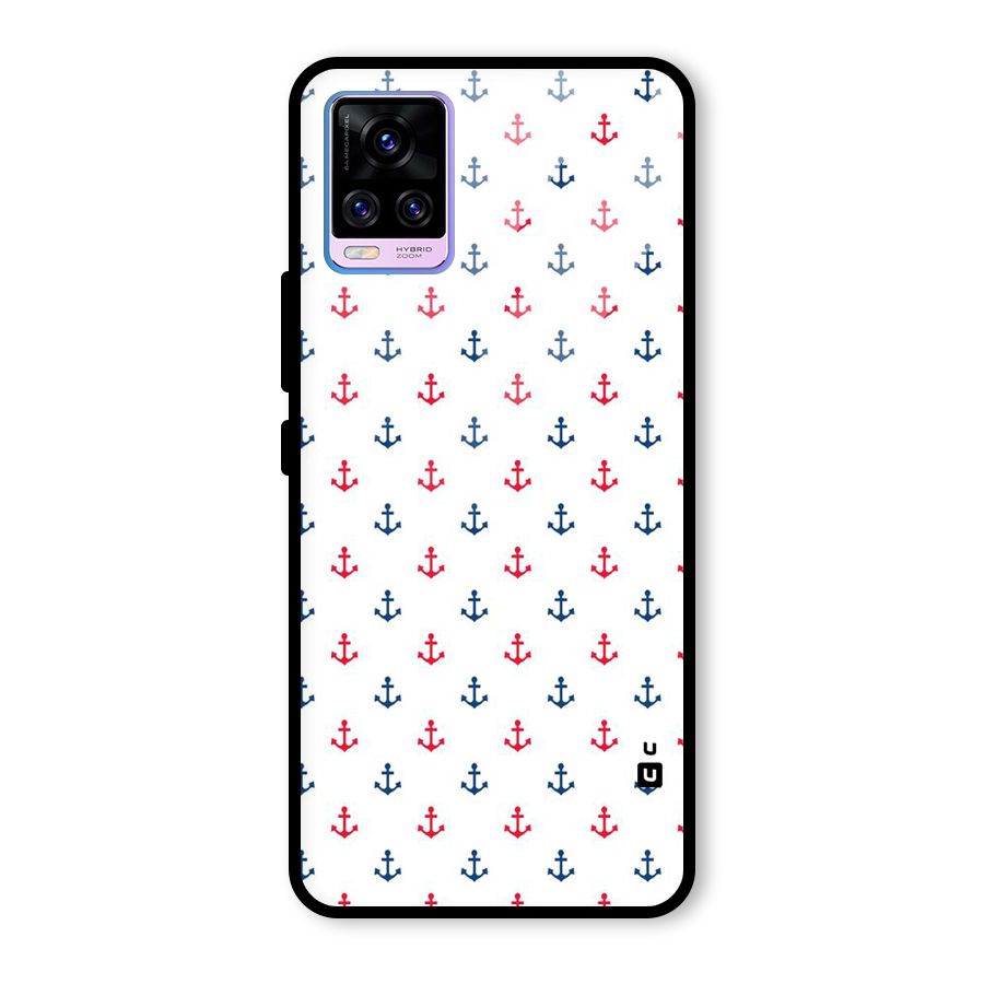 Minimal Anchor Pattern Glass Back Case for Vivo V20 Pro