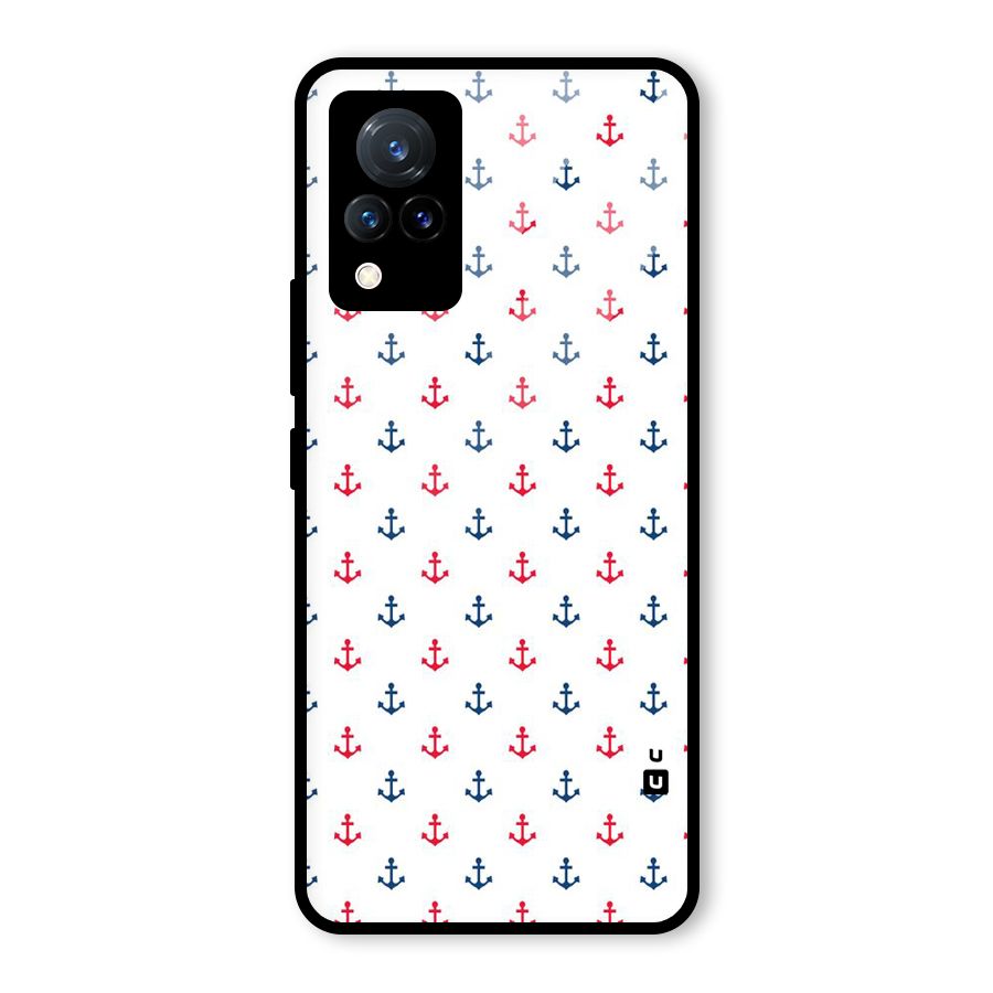 Minimal Anchor Pattern Glass Back Case for Vivo V21 5G