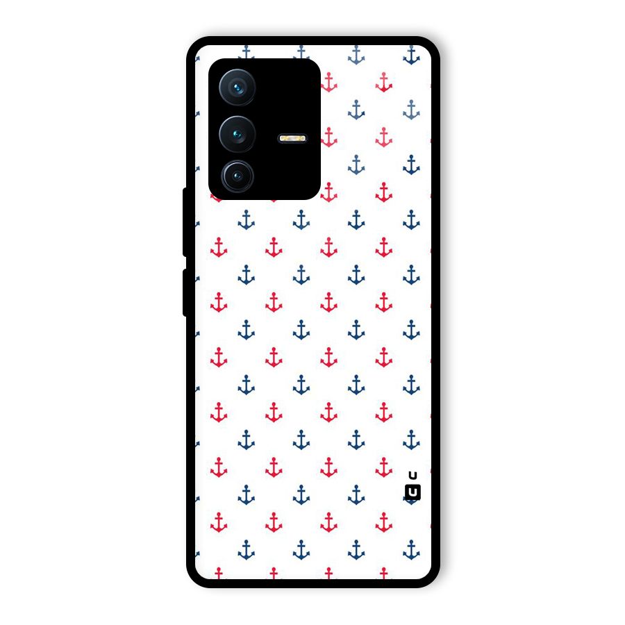 Minimal Anchor Pattern Glass Back Case for Vivo V23 Pro