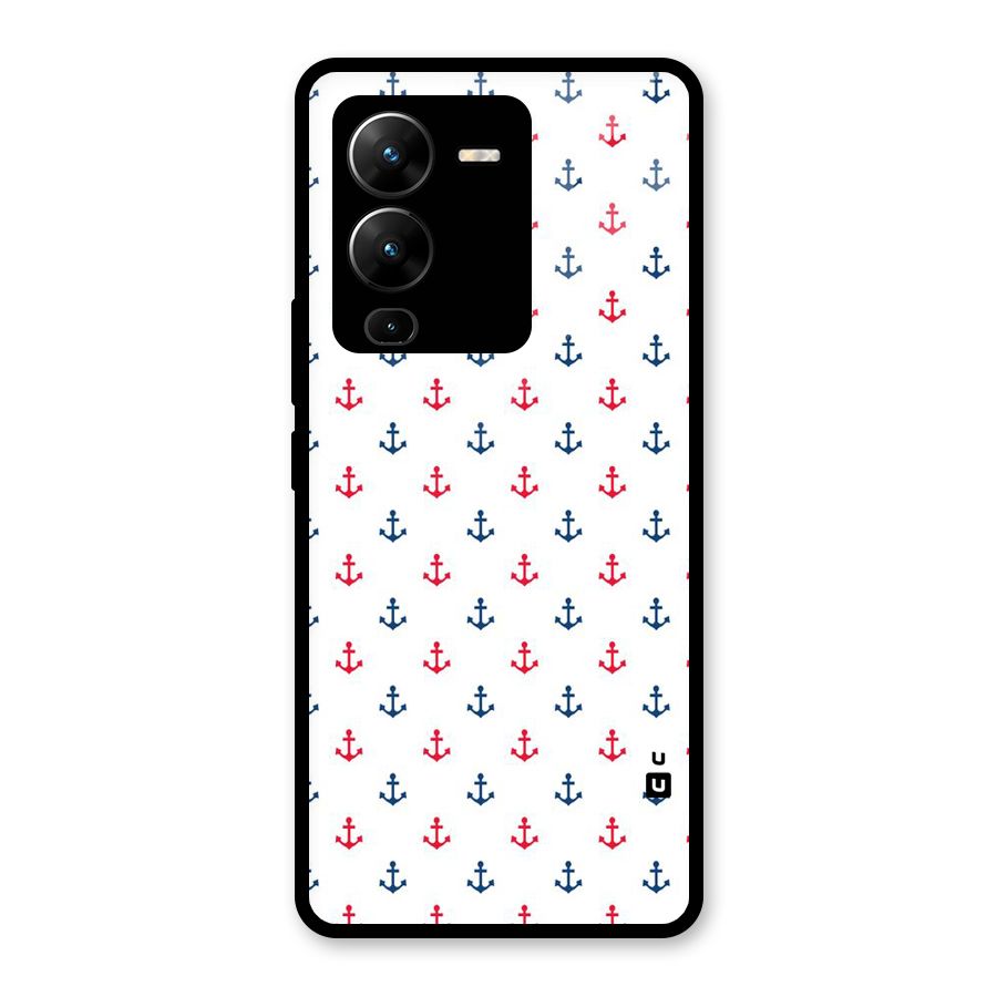Minimal Anchor Pattern Glass Back Case for Vivo V25 Pro