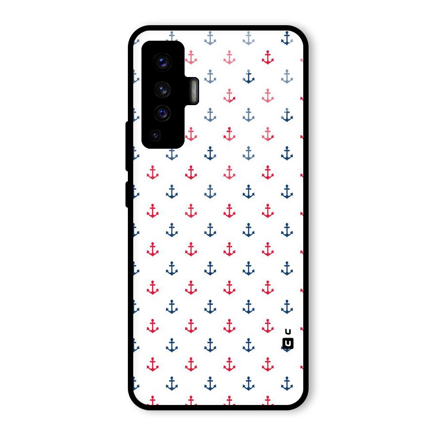 Minimal Anchor Pattern Glass Back Case for Vivo X50