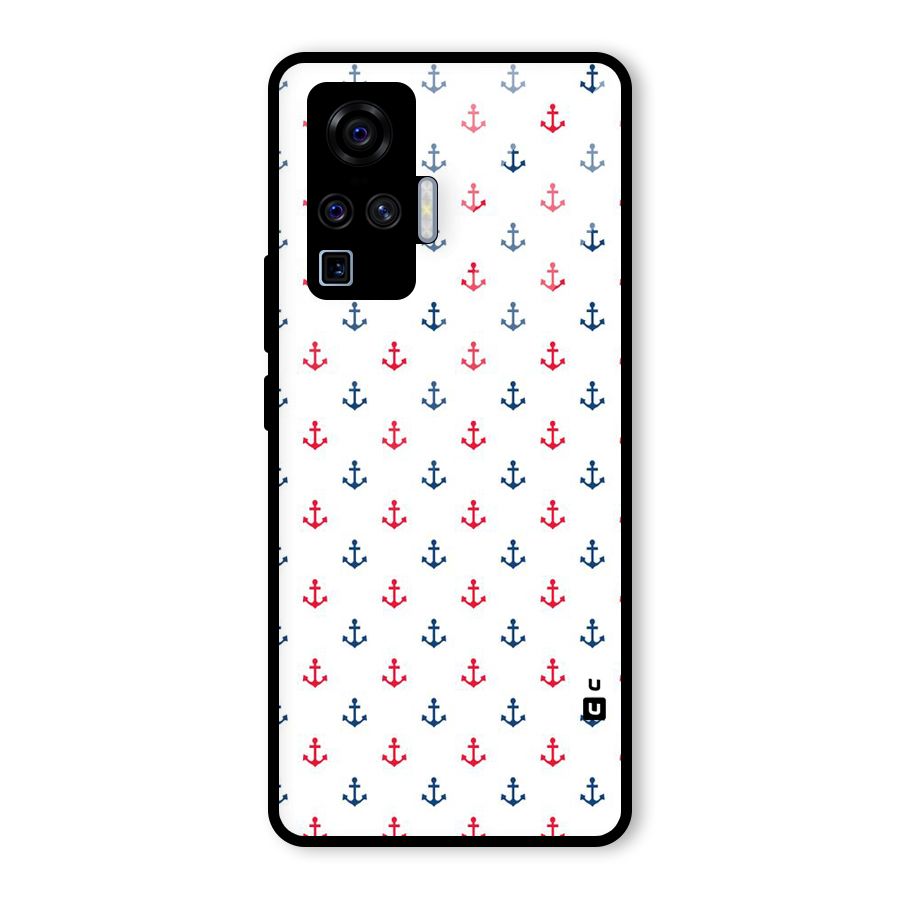 Minimal Anchor Pattern Glass Back Case for Vivo X50 Pro