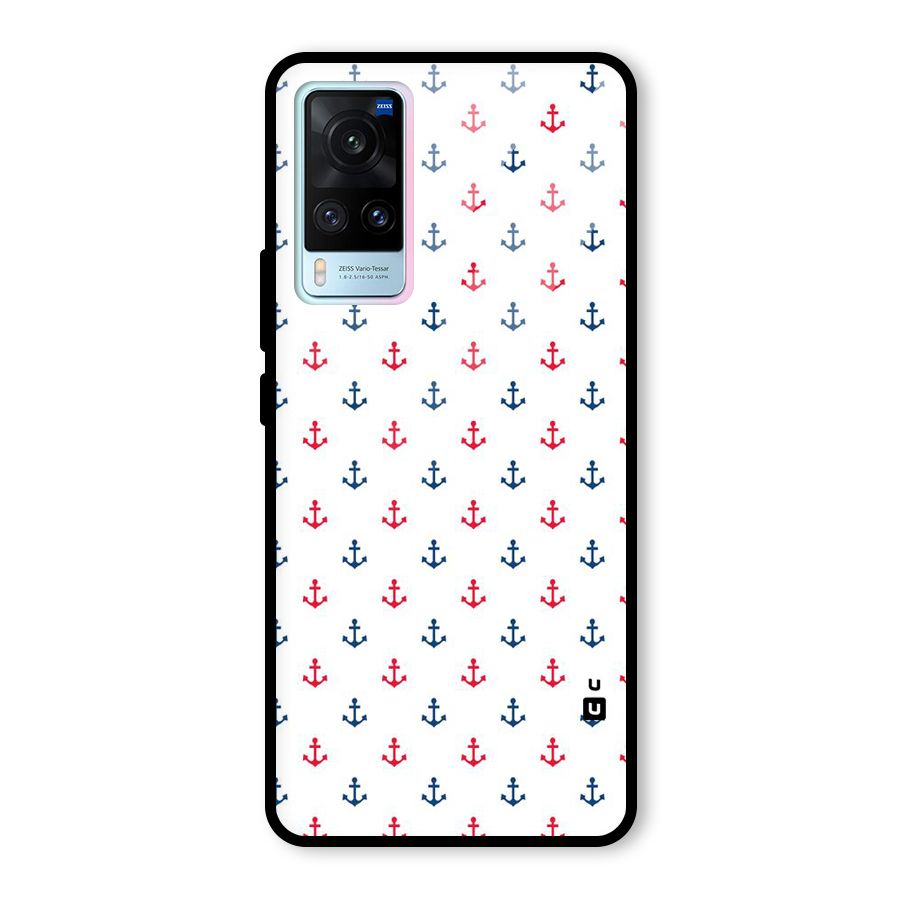 Minimal Anchor Pattern Glass Back Case for Vivo X60