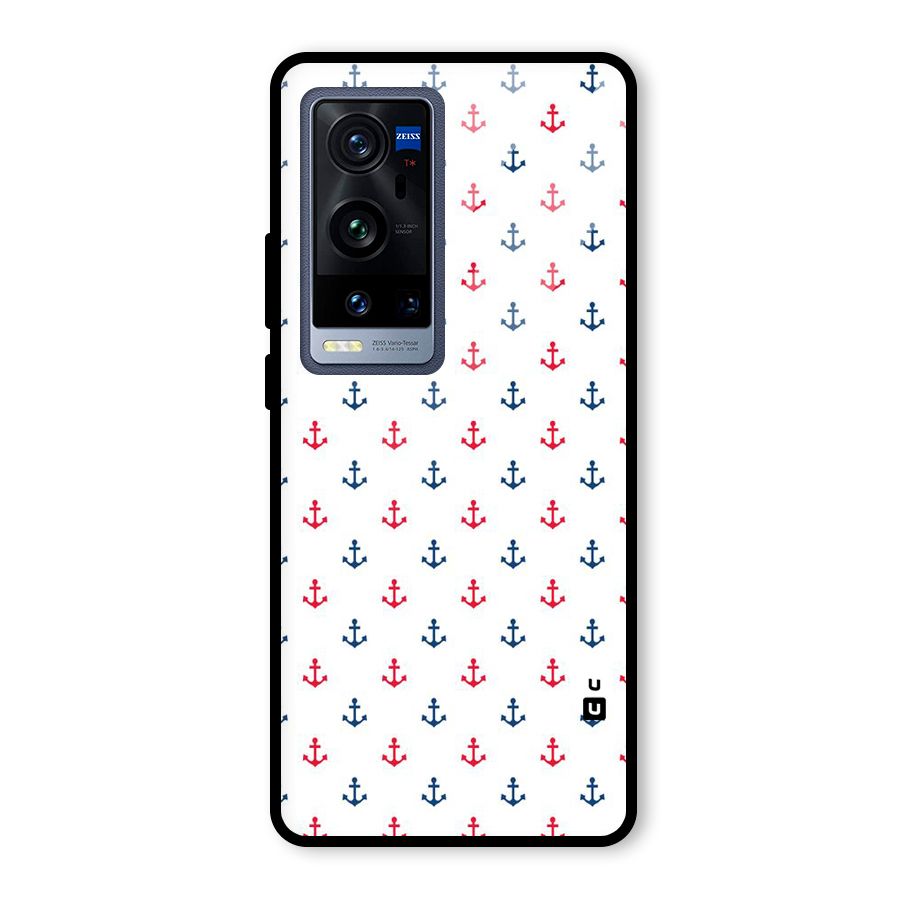 Minimal Anchor Pattern Glass Back Case for Vivo X60 Pro Plus