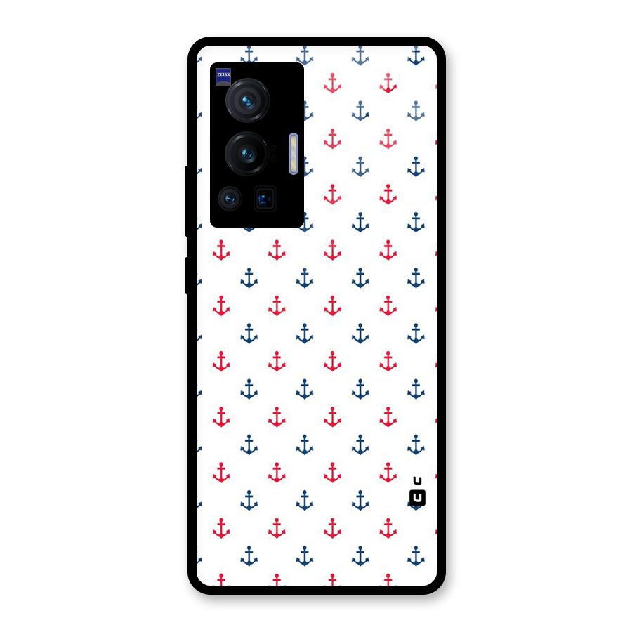 Minimal Anchor Pattern Glass Back Case for Vivo X70 Pro