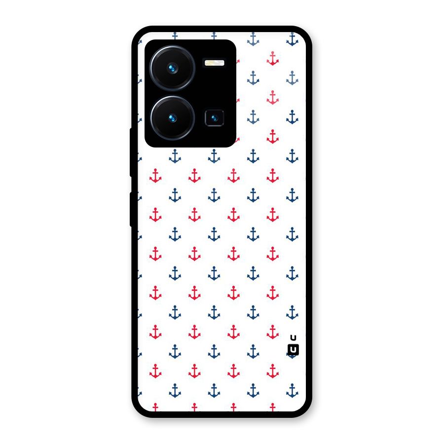 Minimal Anchor Pattern Glass Back Case for Vivo Y35