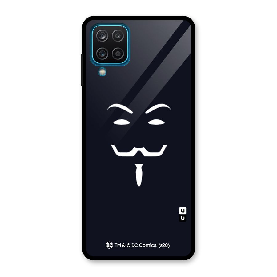 Minimal Anonymous Mask Glass Back Case for Galaxy A12
