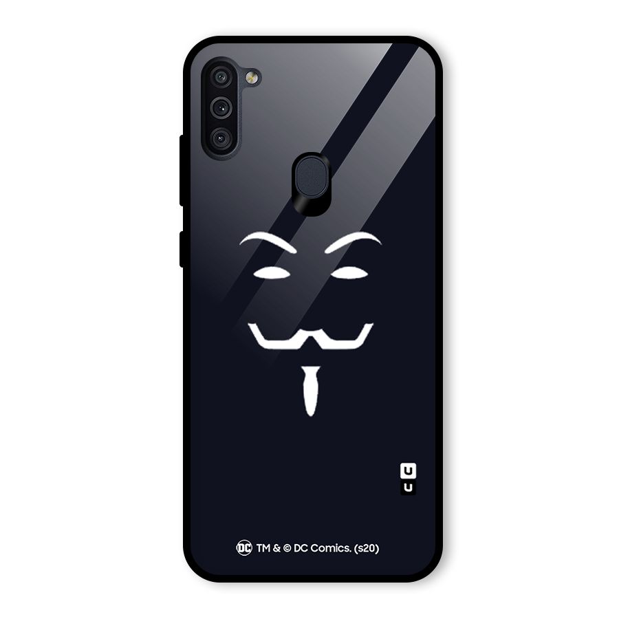 Minimal Anonymous Mask Glass Back Case for Galaxy M11