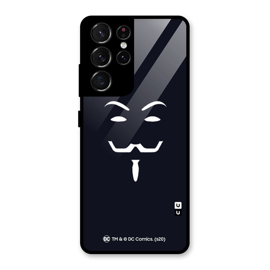 Minimal Anonymous Mask Glass Back Case for Galaxy S21 Ultra 5G
