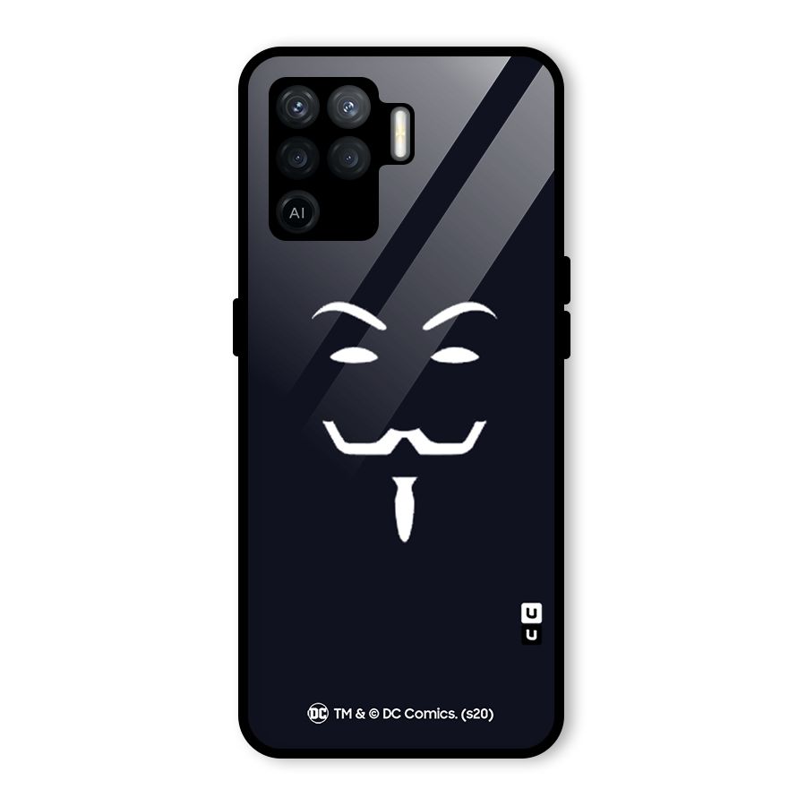 Minimal Anonymous Mask Glass Back Case for Oppo F19 Pro