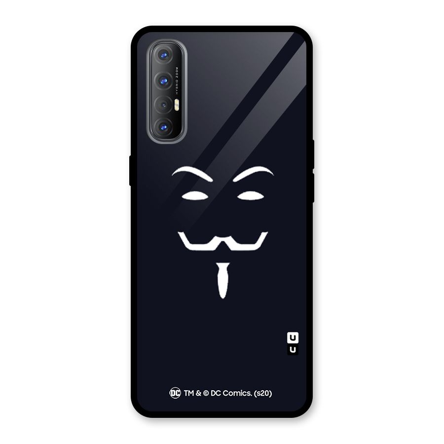 Minimal Anonymous Mask Glass Back Case for Oppo Reno3 Pro