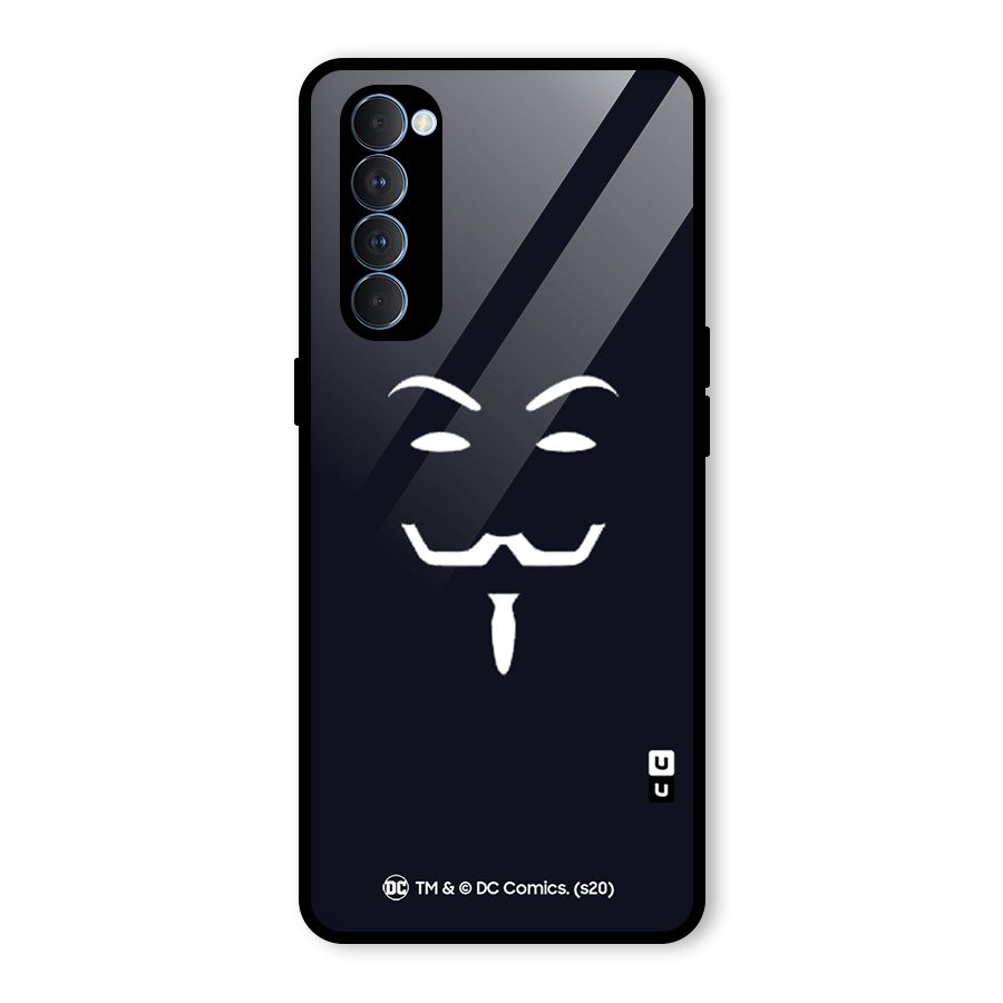 Minimal Anonymous Mask Glass Back Case for Oppo Reno4 Pro