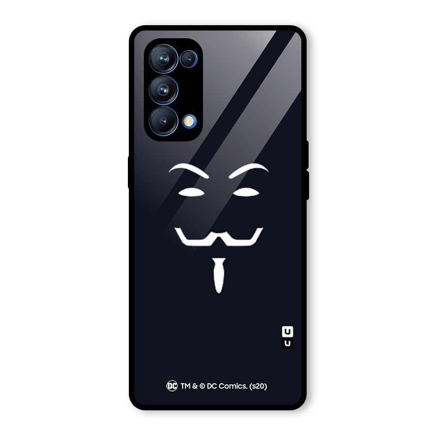 Minimal Anonymous Mask Glass Back Case for Oppo Reno5 Pro 5G