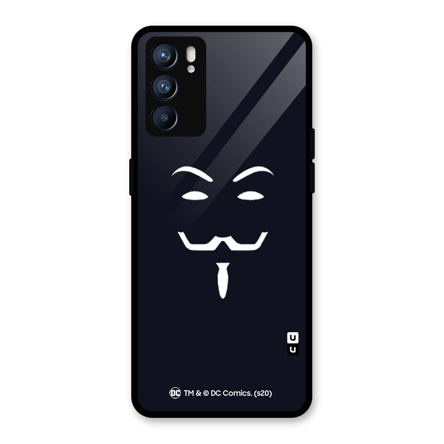 Minimal Anonymous Mask Glass Back Case for Oppo Reno6 5G