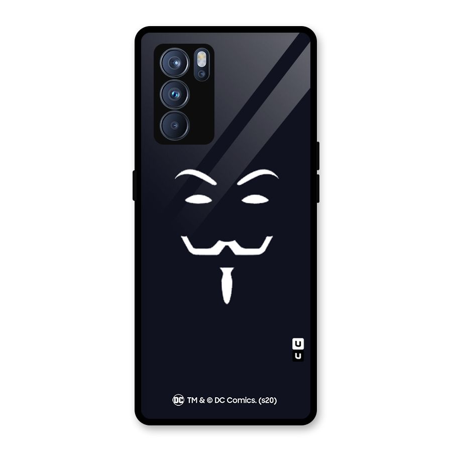 Minimal Anonymous Mask Glass Back Case for Oppo Reno6 Pro 5G