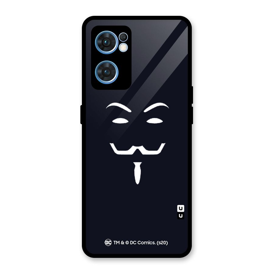 Minimal Anonymous Mask Glass Back Case for Oppo Reno7 5G