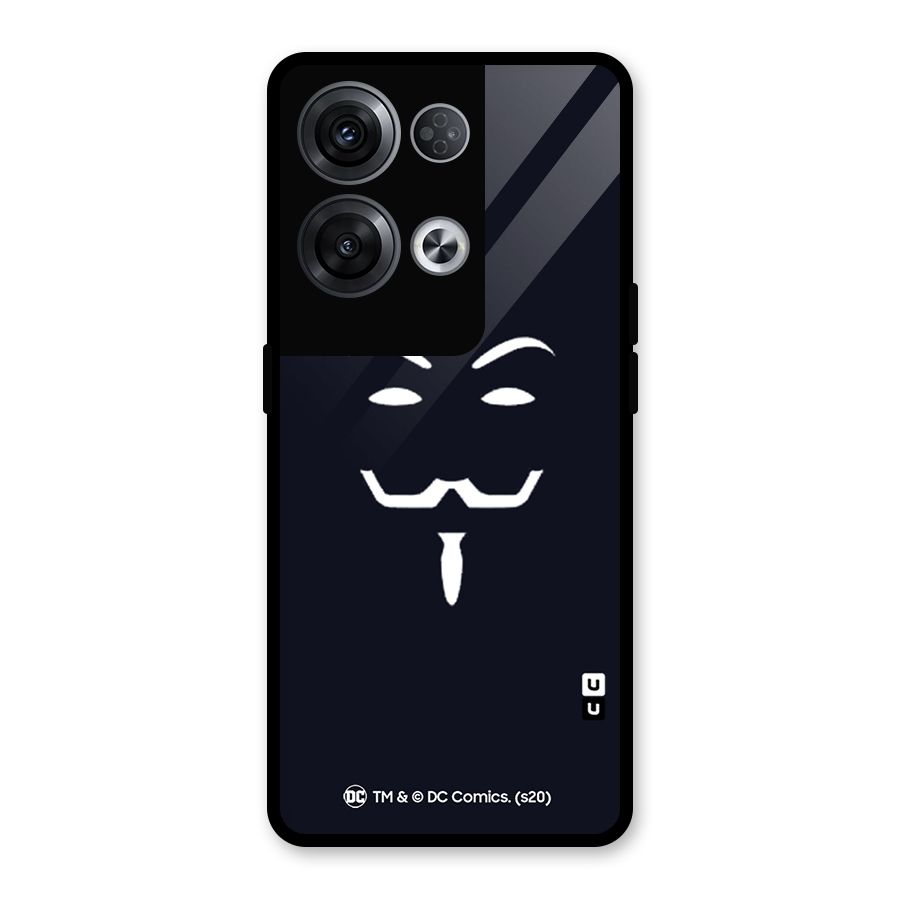 Minimal Anonymous Mask Glass Back Case for Oppo Reno8 Pro 5G