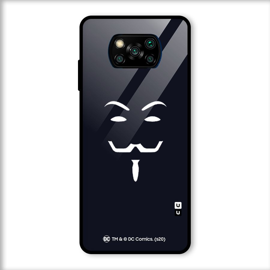 Minimal Anonymous Mask Glass Back Case for Poco X3