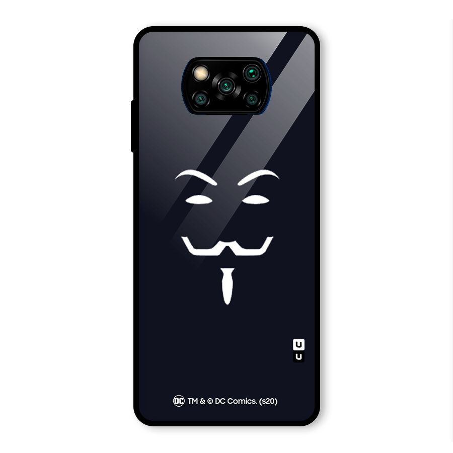 Minimal Anonymous Mask Glass Back Case for Poco X3 Pro