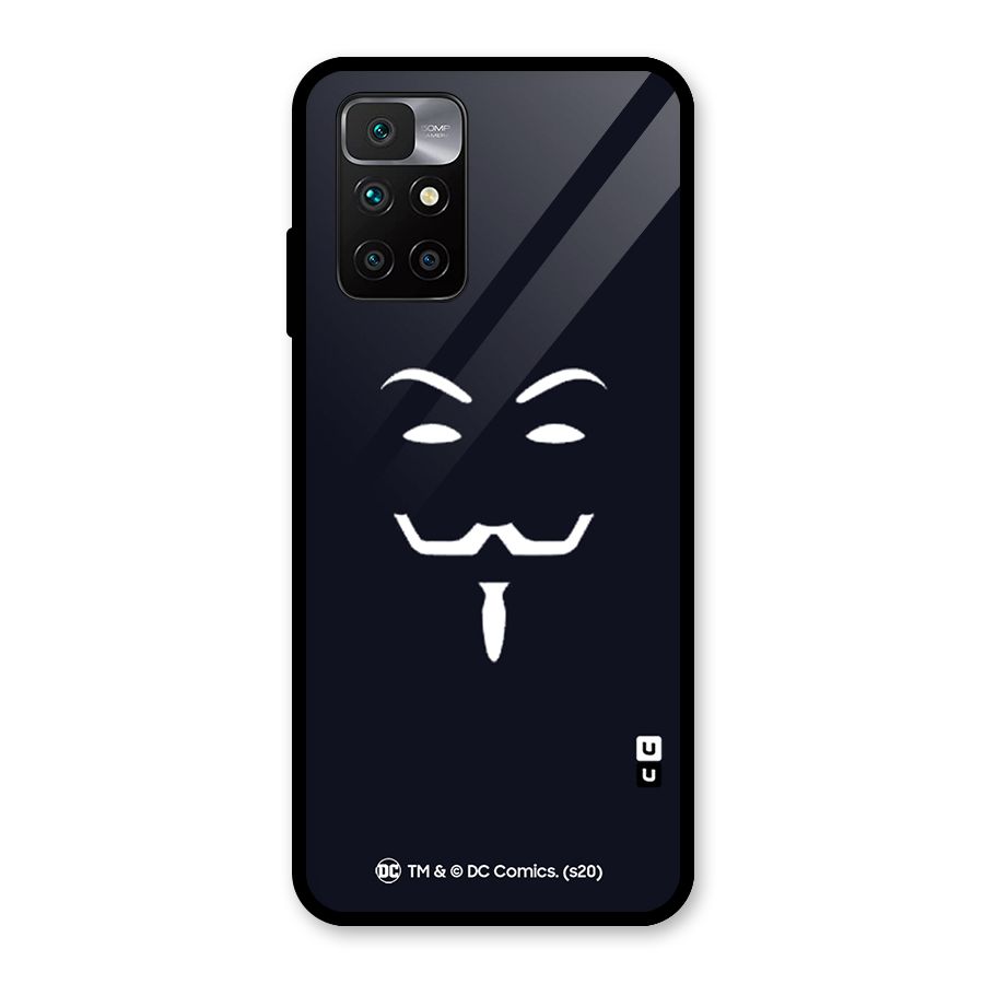 Minimal Anonymous Mask Glass Back Case for Redmi 10 Prime