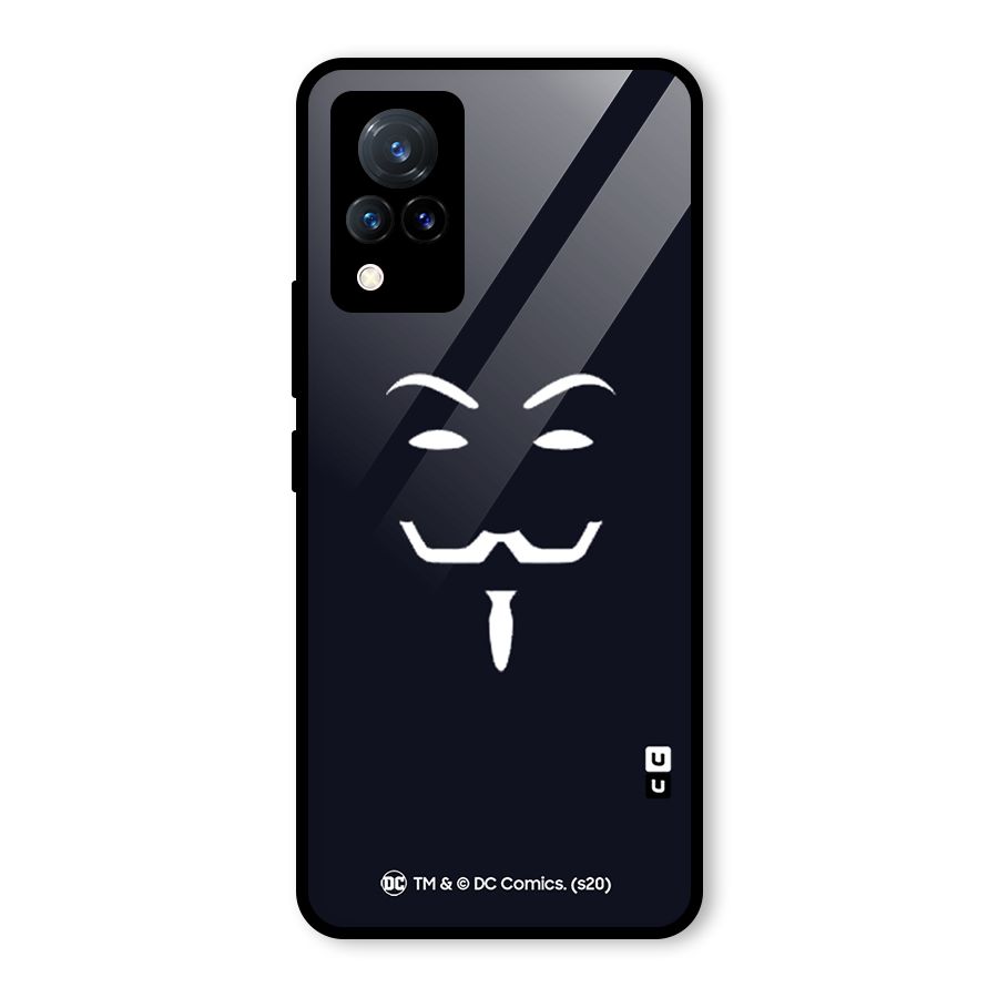 Minimal Anonymous Mask Glass Back Case for Vivo V21 5G