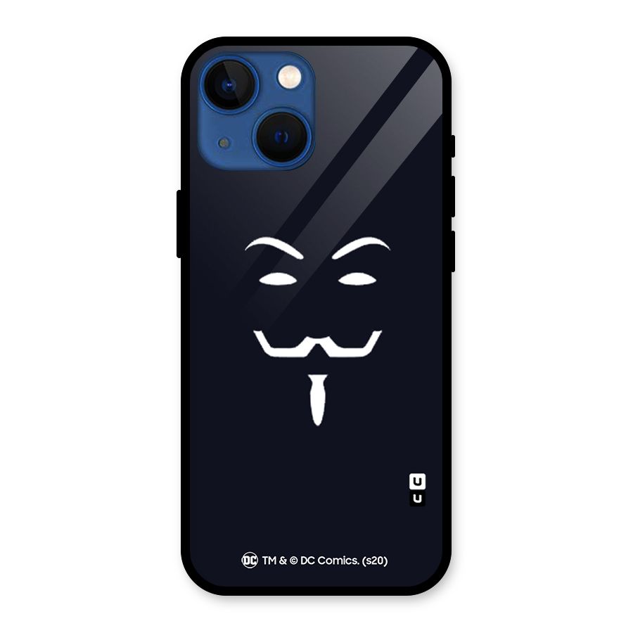 Minimal Anonymous Mask Glass Back Case for iPhone 13 Mini