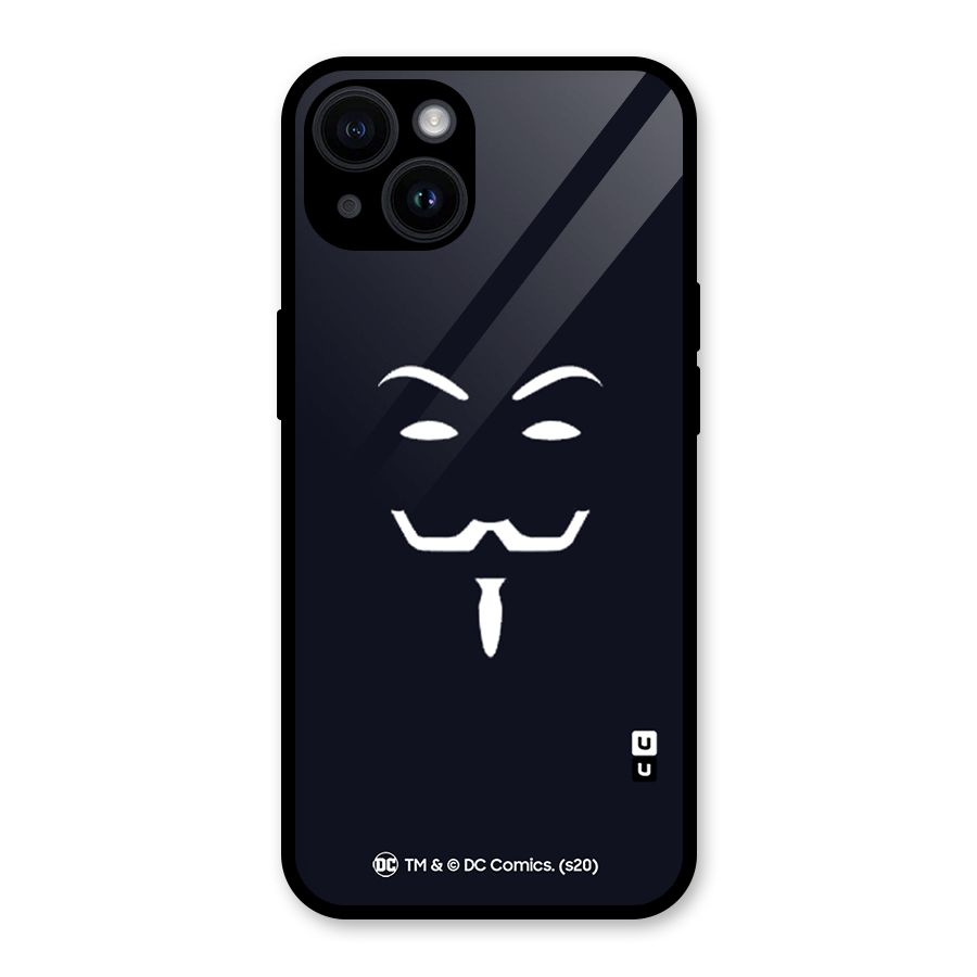 Minimal Anonymous Mask Glass Back Case for iPhone 14