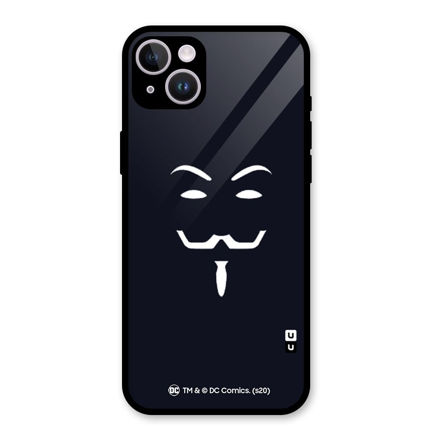 Minimal Anonymous Mask Glass Back Case for iPhone 14 Plus