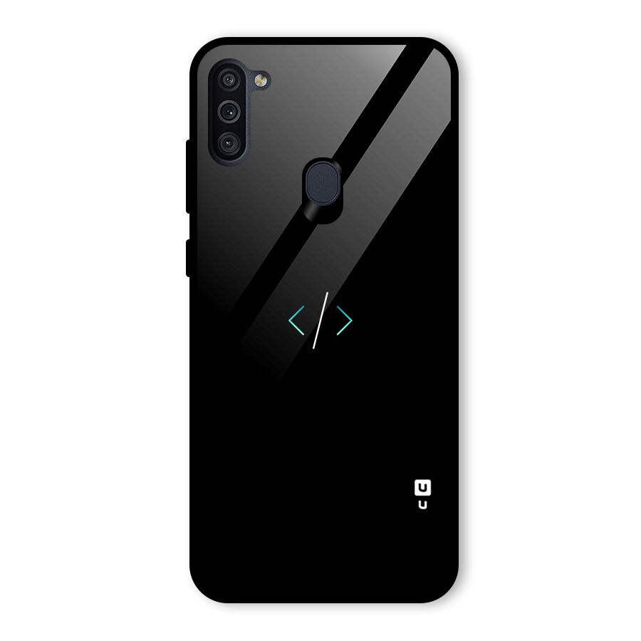 Minimal Dark Coding Glass Back Case for Galaxy M11