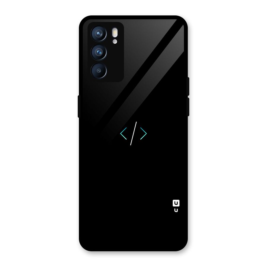 Minimal Dark Coding Glass Back Case for Oppo Reno6 5G