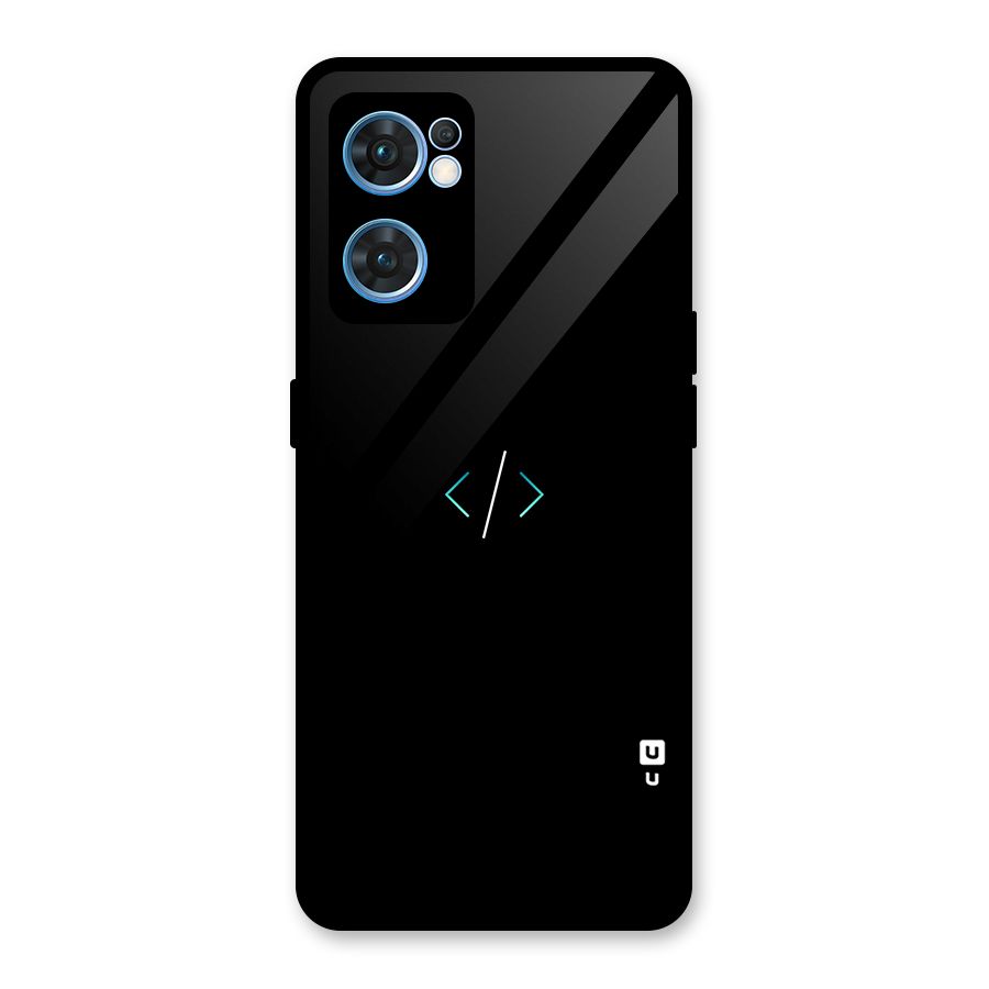 Minimal Dark Coding Glass Back Case for Oppo Reno7 5G