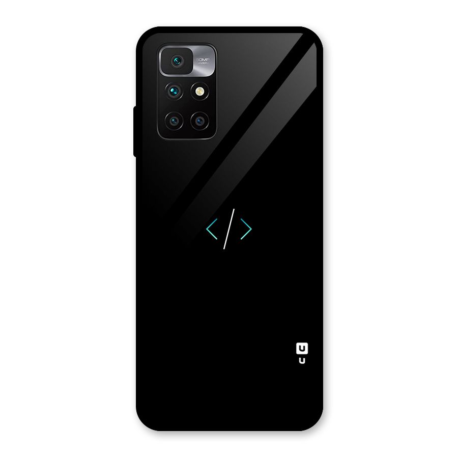 Minimal Dark Coding Glass Back Case for Redmi 10 Prime