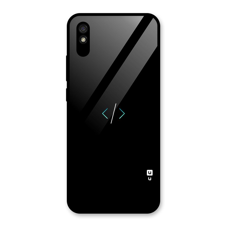 Minimal Dark Coding Glass Back Case for Redmi 9i