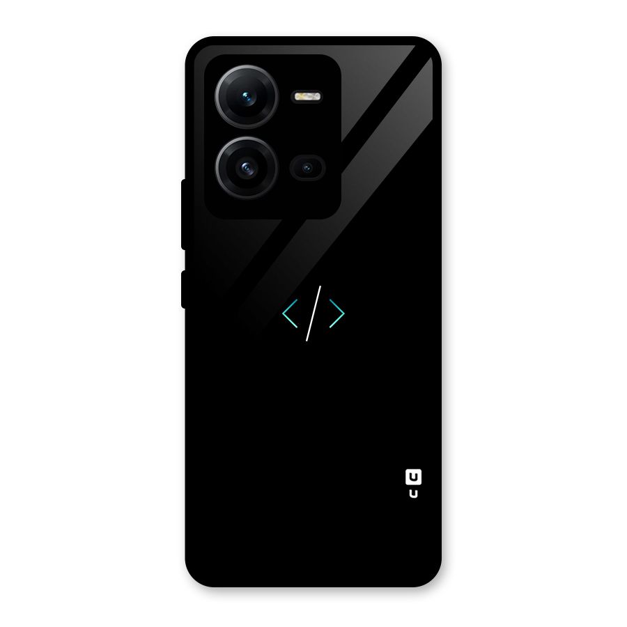 Minimal Dark Coding Glass Back Case for Vivo V25