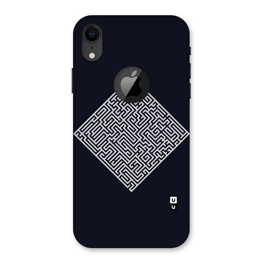 Minimal Maze Pattern Back Case for iPhone XR Logo Cut