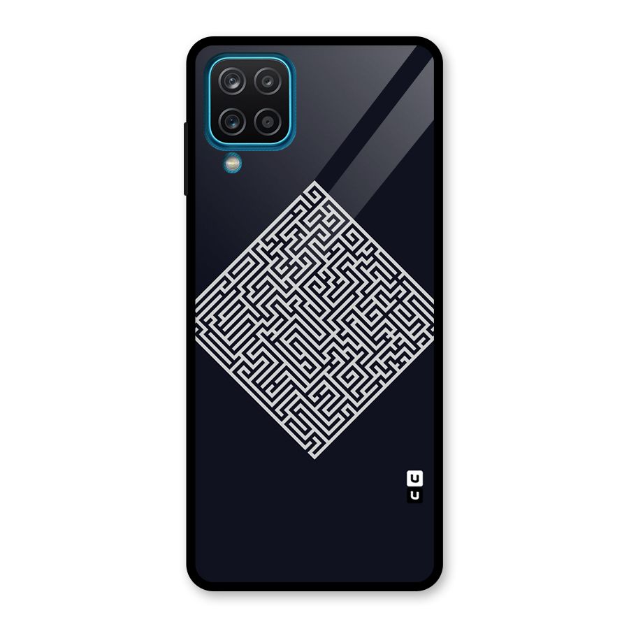 Minimal Maze Pattern Glass Back Case for Galaxy A12