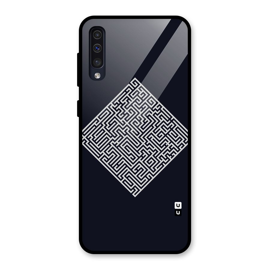 Minimal Maze Pattern Glass Back Case for Galaxy A50